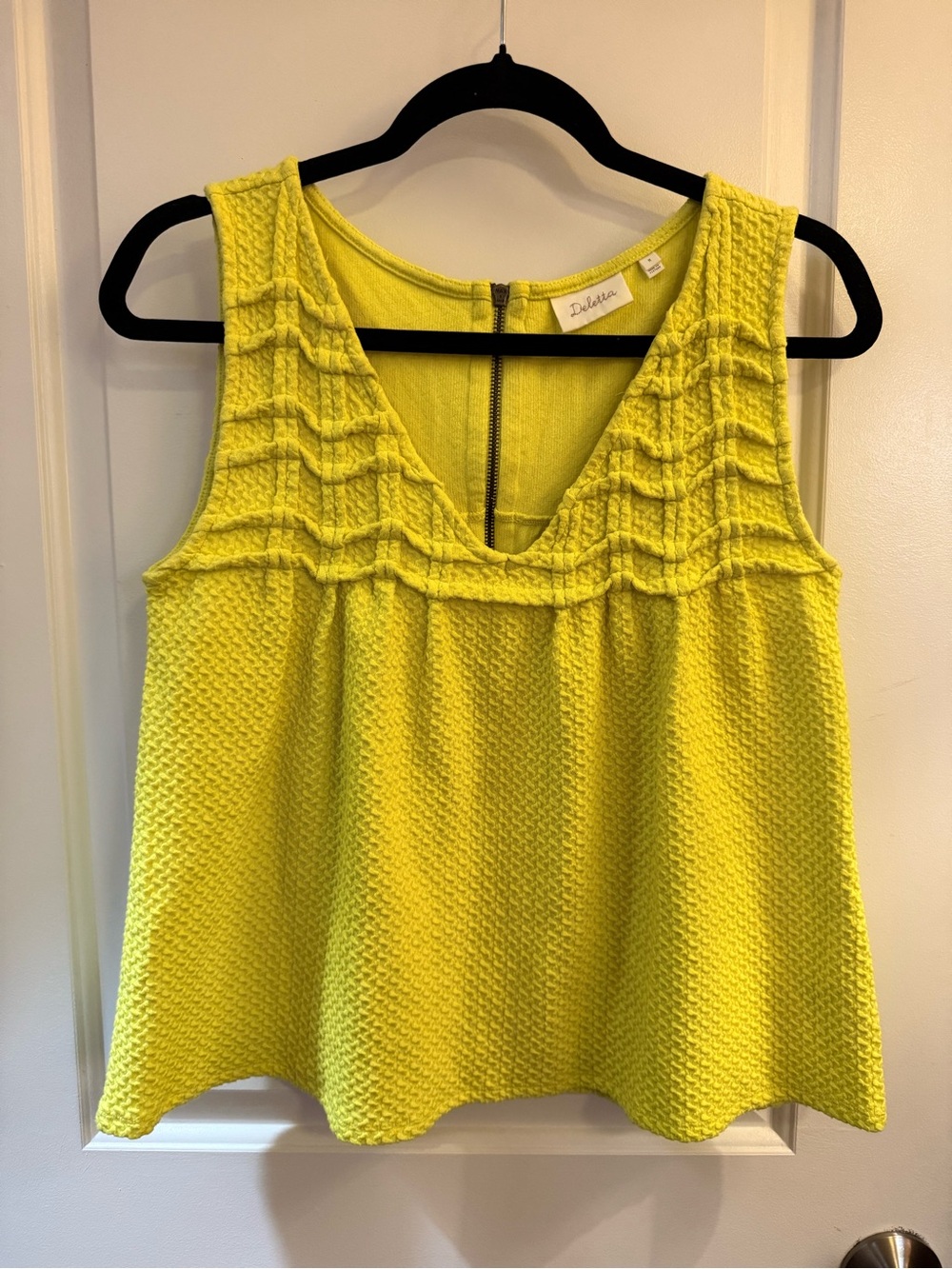 Deletta Anthropologie Bright Yellow Boho Textured Sleeveless Tank